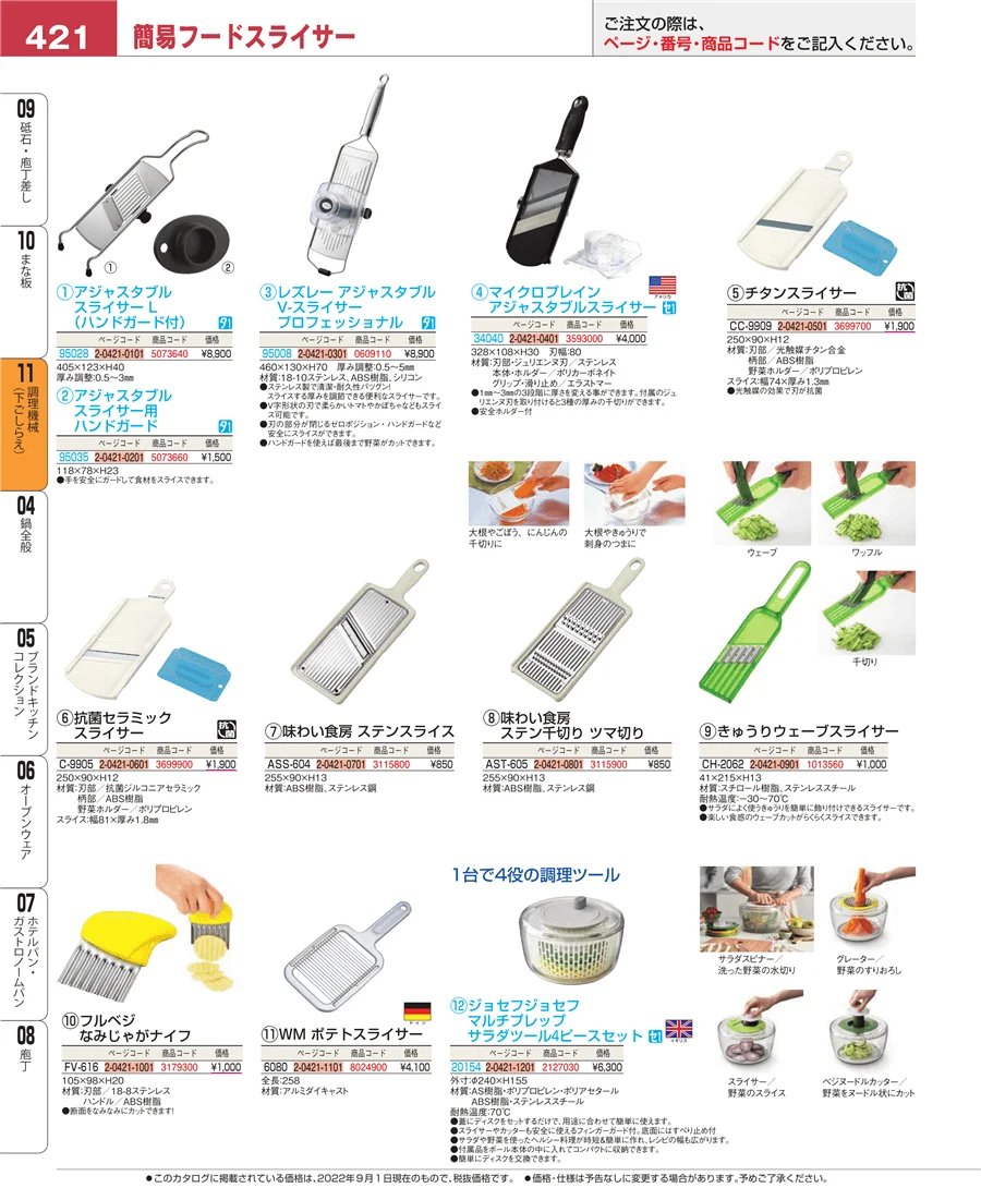 調理機械（下ごしらえ） ページ421