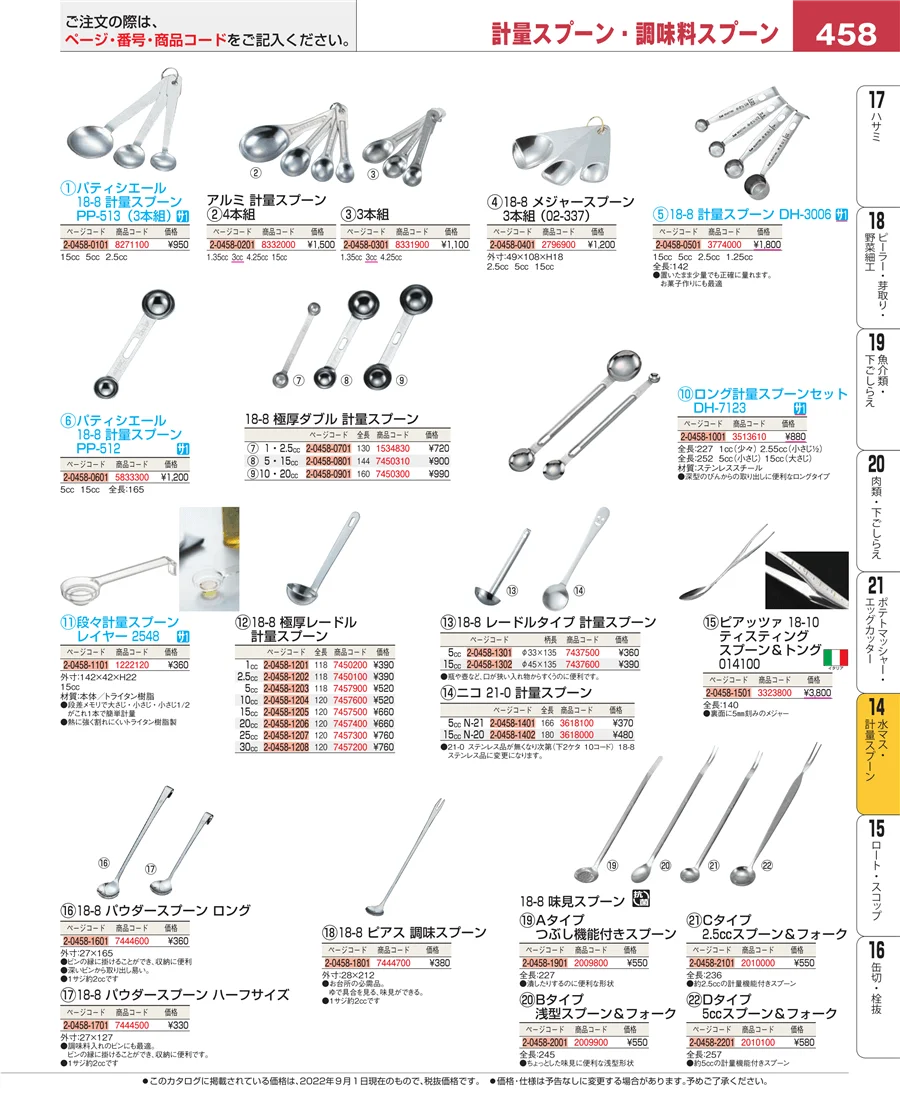 水マス・計量スプーン ページ458