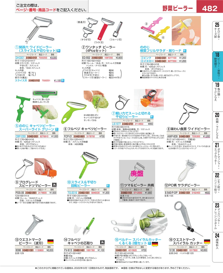 ピーラー・芽取り・野菜細工 ページ482