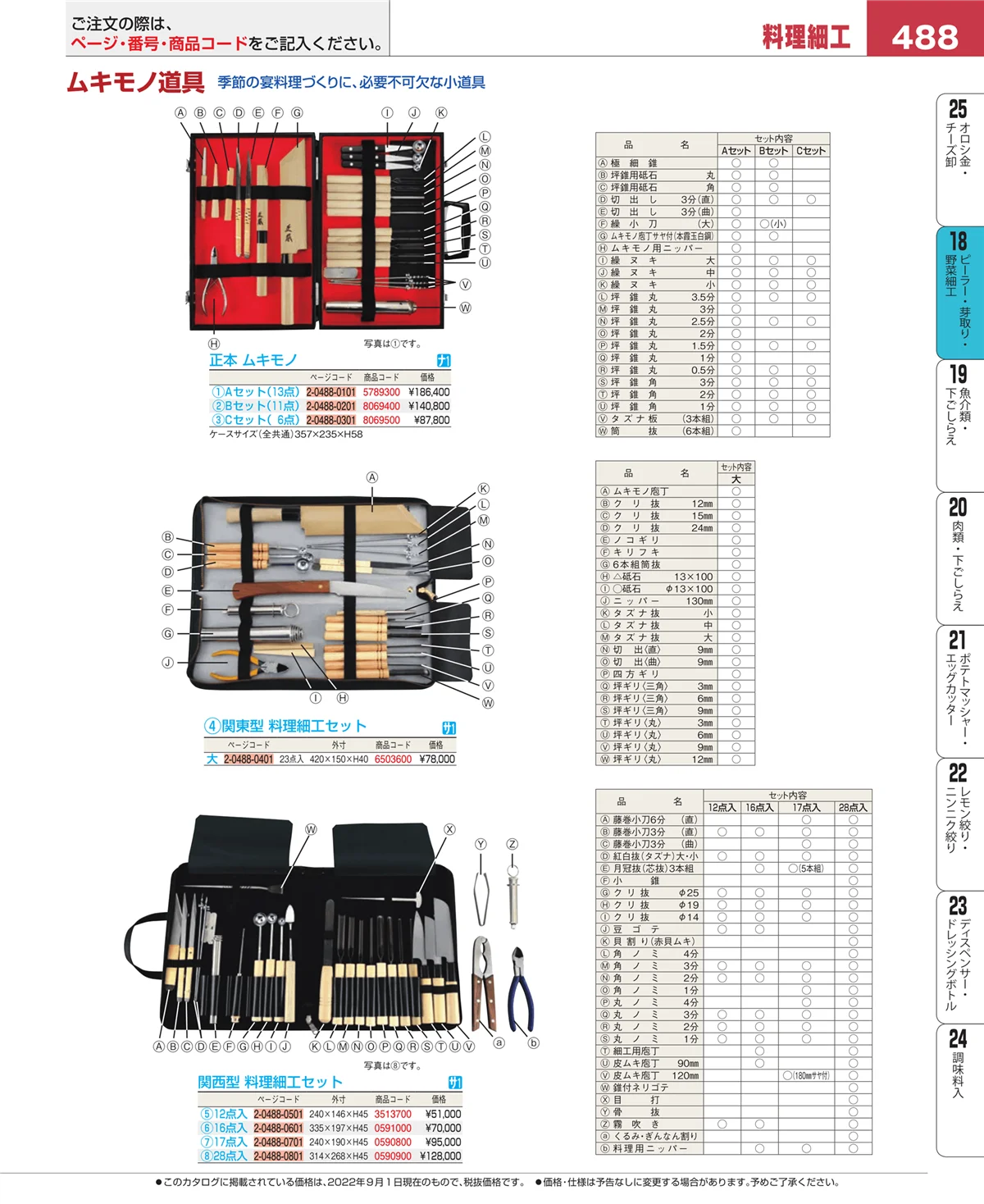 EBM業務用厨房用品カタログvol.22・ページ番号488・ピーラー・芽取り・野菜細工