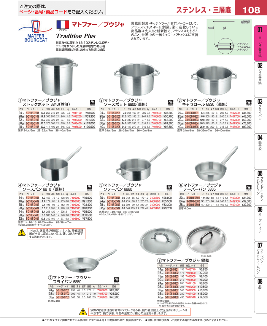 No.e23-7406300ﾏﾄﾌｧｰ/ﾌﾞｳｼﾞｬ ソースパン（蓋無）６８１０ ２０㎝ 電磁