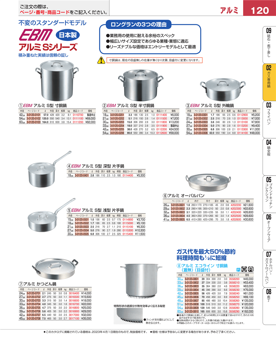 No.e23-0114110ＥＢＭ アルミ Ｓ型 外輪鍋 ５４㎝ 蓋無掲載ページ-業務