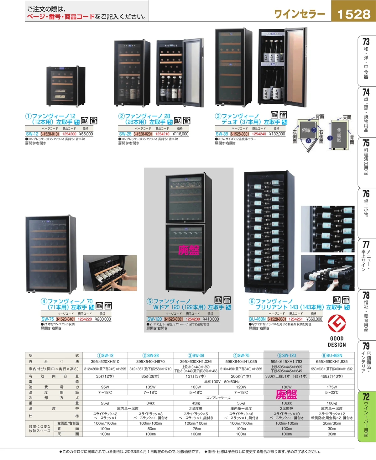 EBM業務用厨房用品カタログvol.23・ページ番号1528・ワイン・バー用品