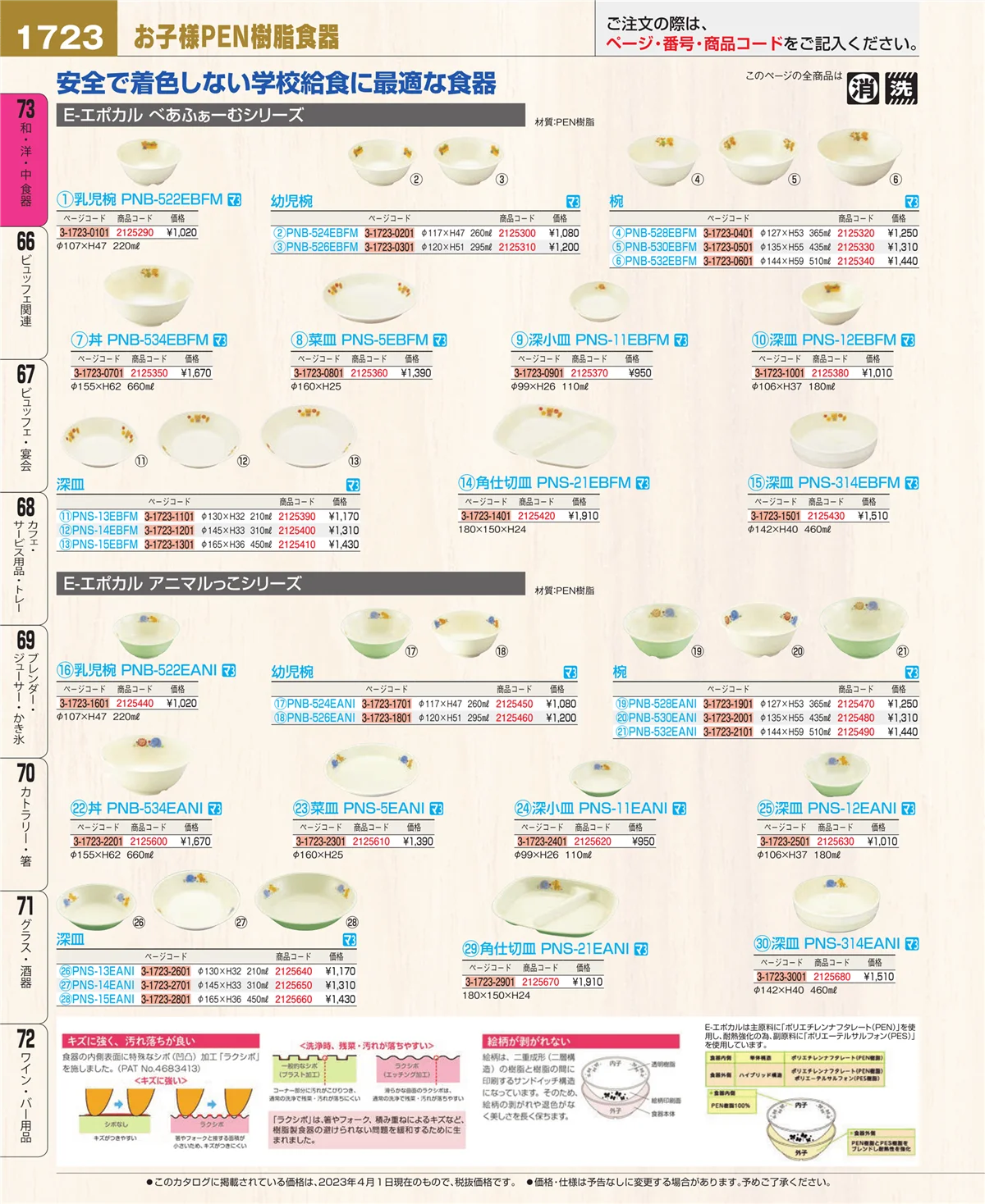 EBM業務用厨房用品カタログvol.23・ページ番号1723・和・洋・中 食器
