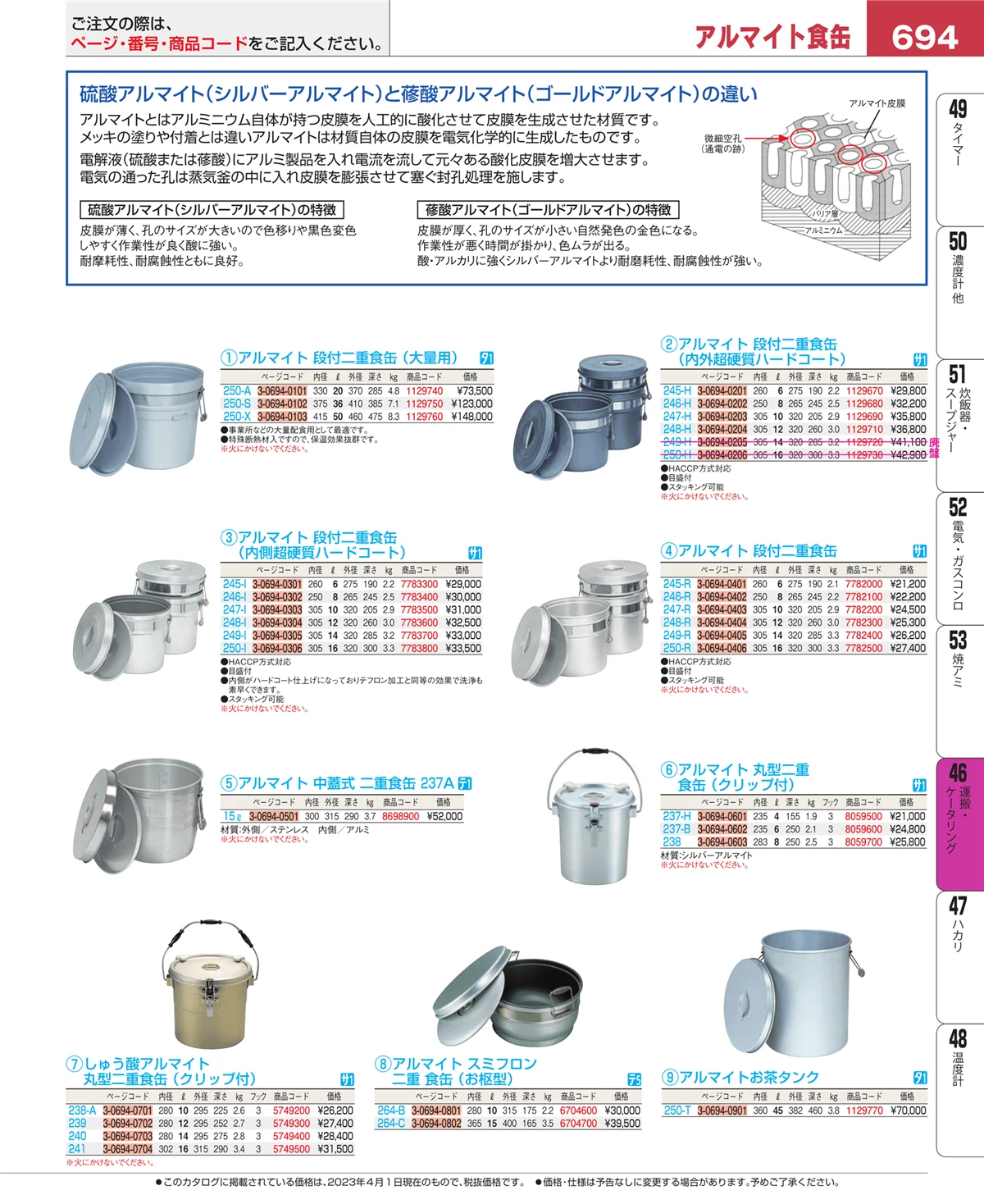 EBM業務用厨房用品カタログvol.23・ページ番号694・運搬・ケータリング