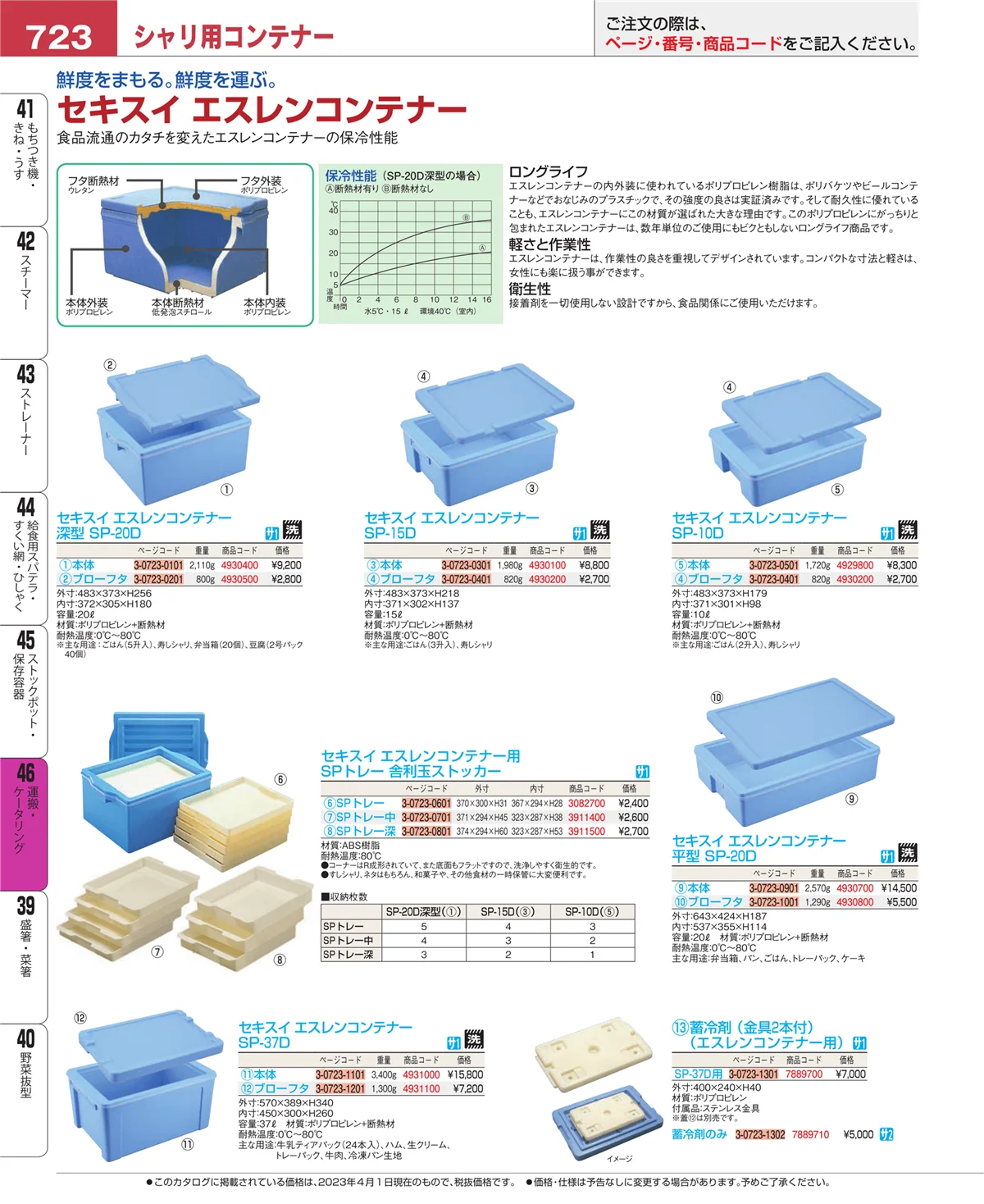 EBM業務用厨房用品カタログvol.23・ページ番号723・運搬・ケータリング