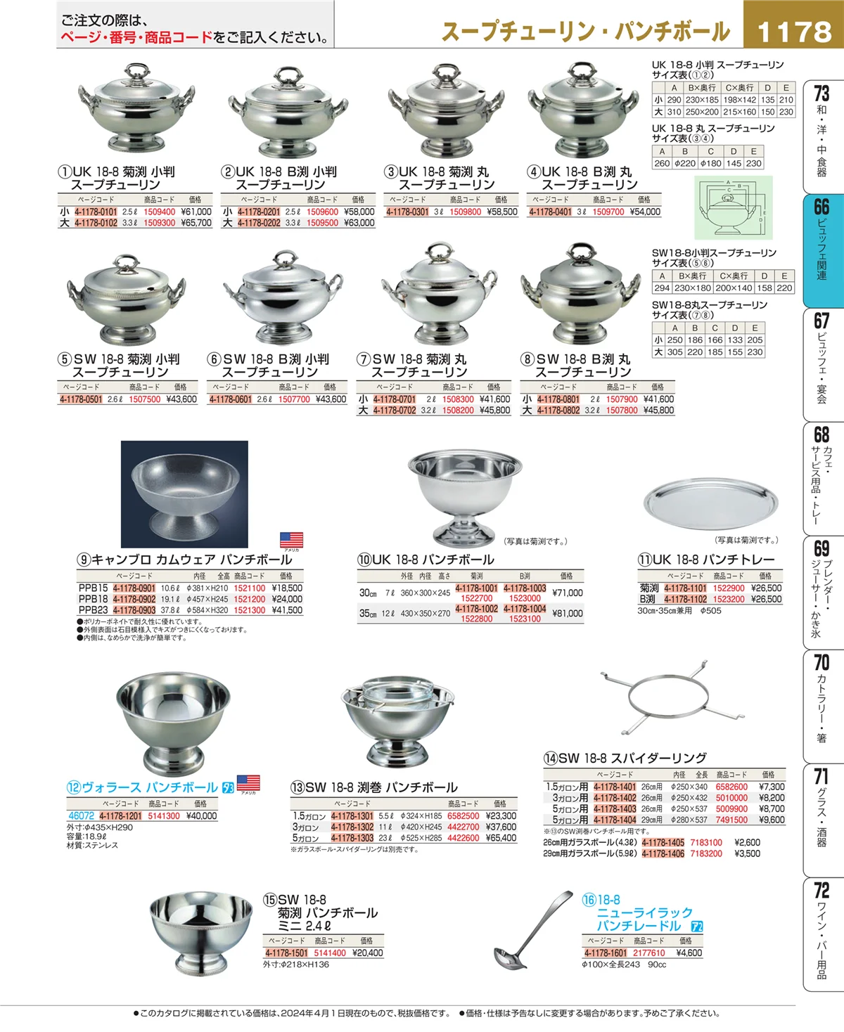 EBM業務用厨房用品カタログvol.24・ページ番号1178・ビュッフェ関連