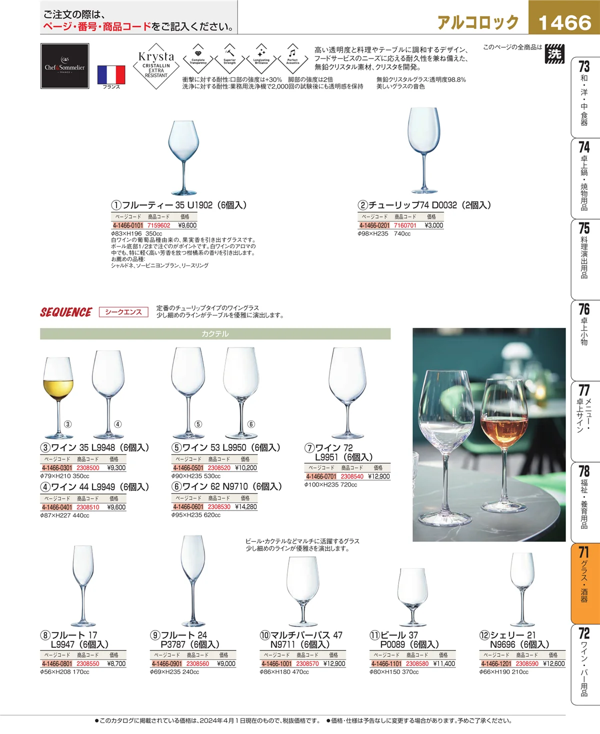 EBM業務用厨房用品カタログvol.24・ページ番号1466・グラス・酒器