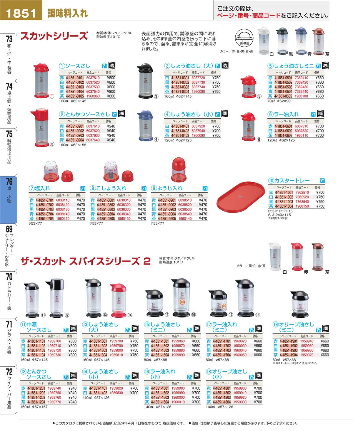 EBM業務用厨房用品カタログvol.24・ページ番号1851・卓上小物
