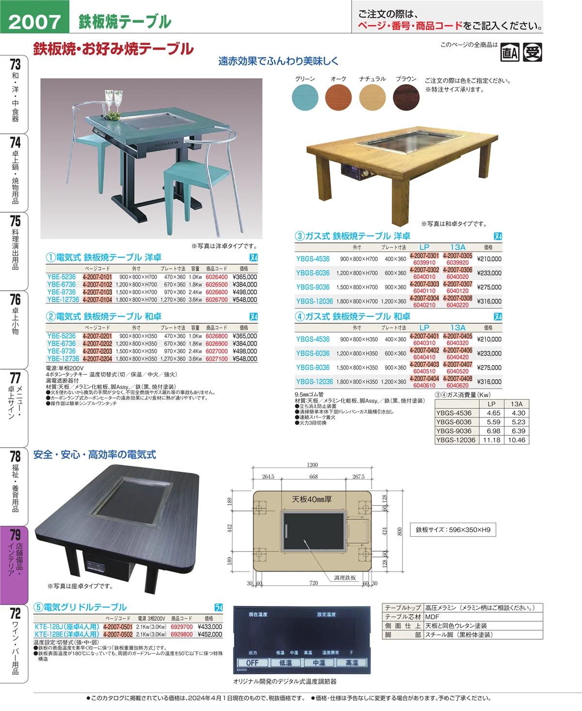 EBM業務用厨房用品カタログvol.24・ページ番号2007・店舗備品・インテリア