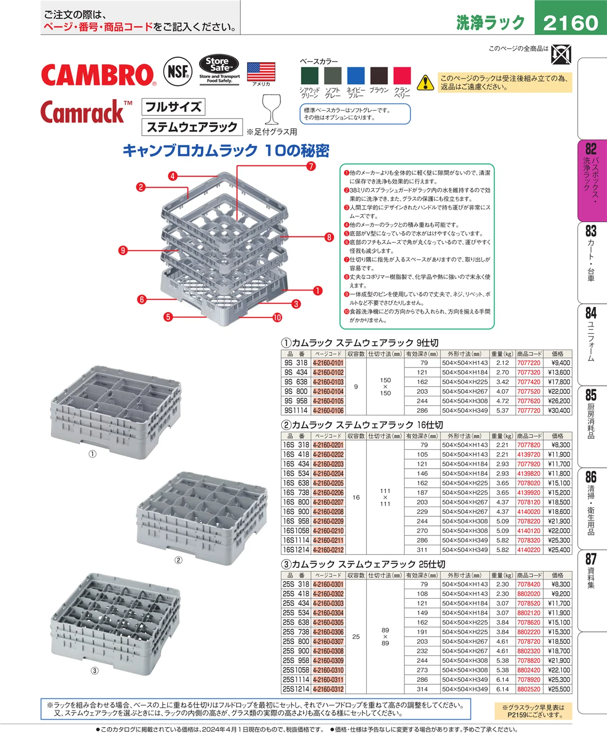 EBM業務用厨房用品カタログvol.24・ページ番号2160・バスボックス・洗浄ラック
