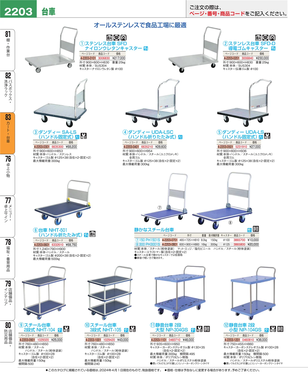 EBM業務用厨房用品カタログvol.24・ページ番号2203・カート・台車