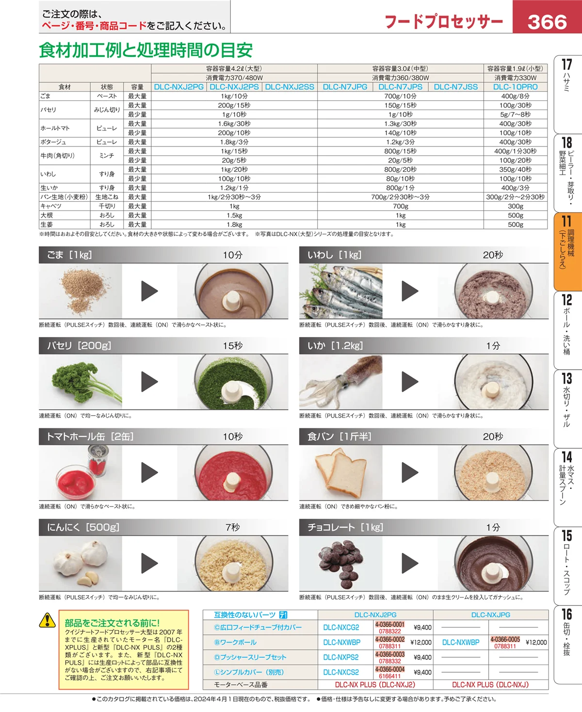 EBM業務用厨房用品カタログvol.24・ページ番号366・調理機械（下ごしらえ）