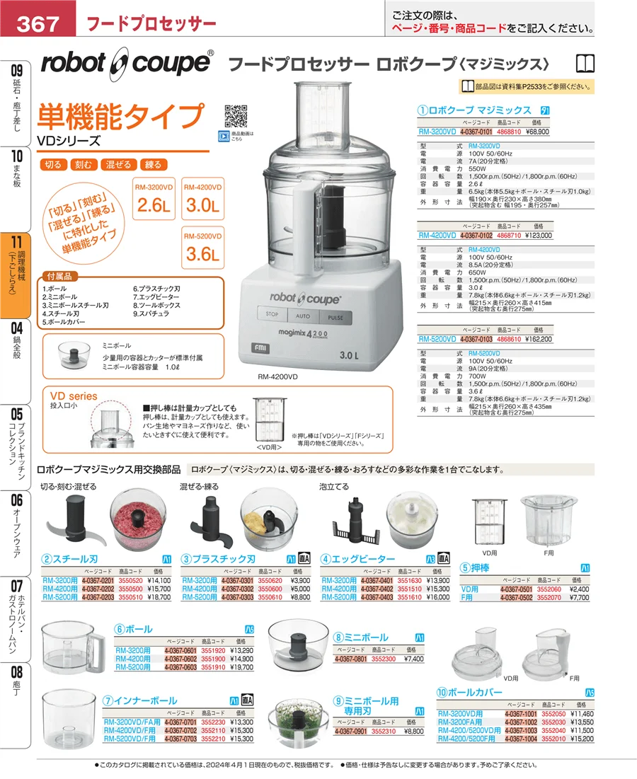 調理機械（下ごしらえ） ページ367