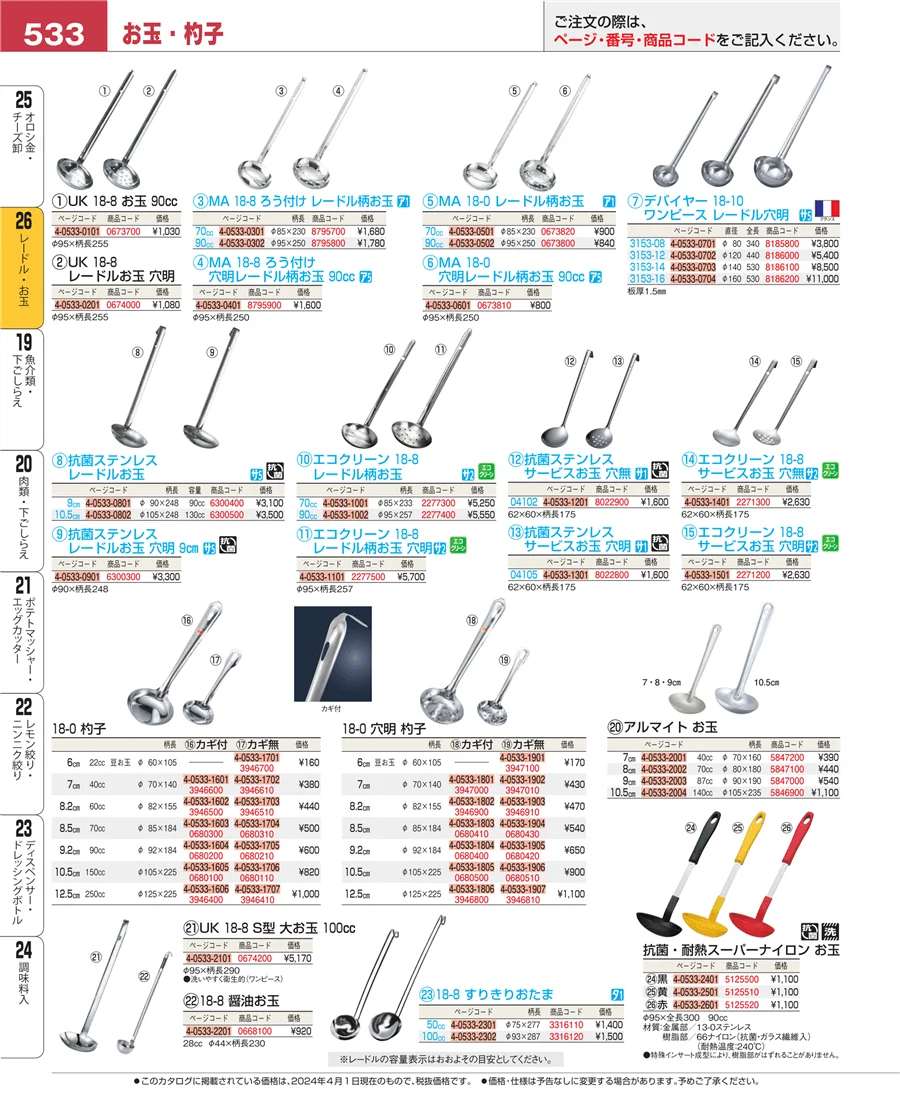 レードル・お玉 ページ533