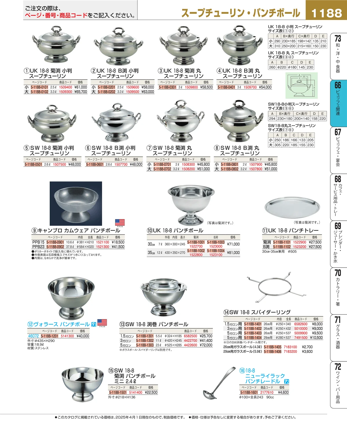 EBM業務用厨房用品カタログvol.25・ページ番号1188・ビュッフェ関連