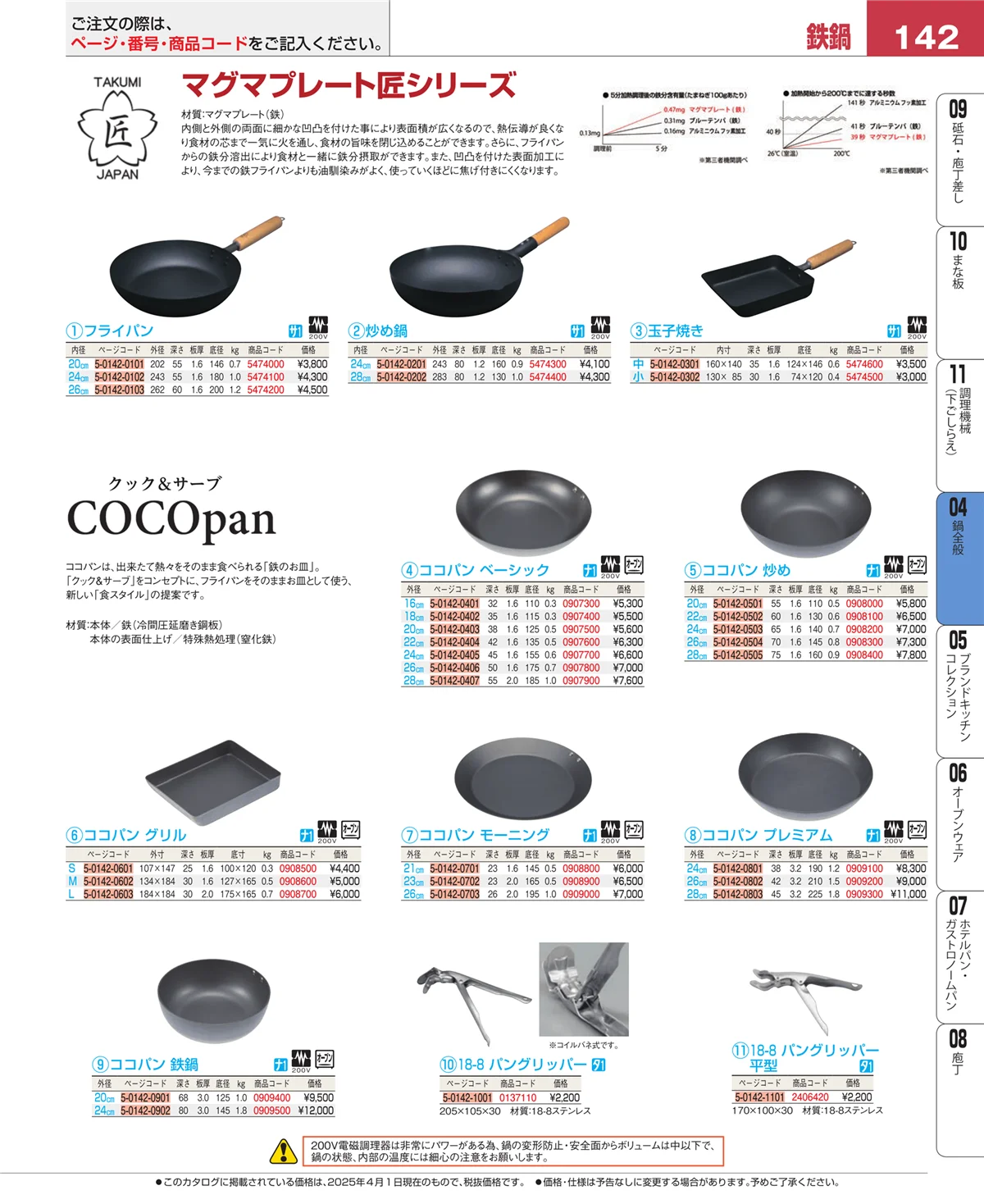 EBM業務用厨房用品カタログvol.25・ページ番号142・鍋全般