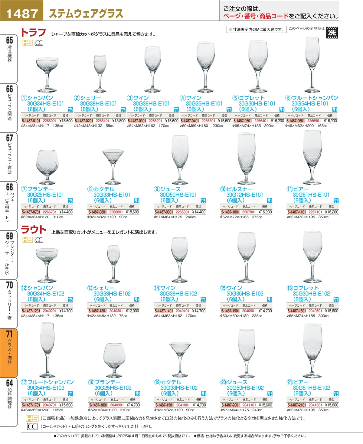 EBM業務用厨房用品カタログvol.25・ページ番号1487・グラス・酒器