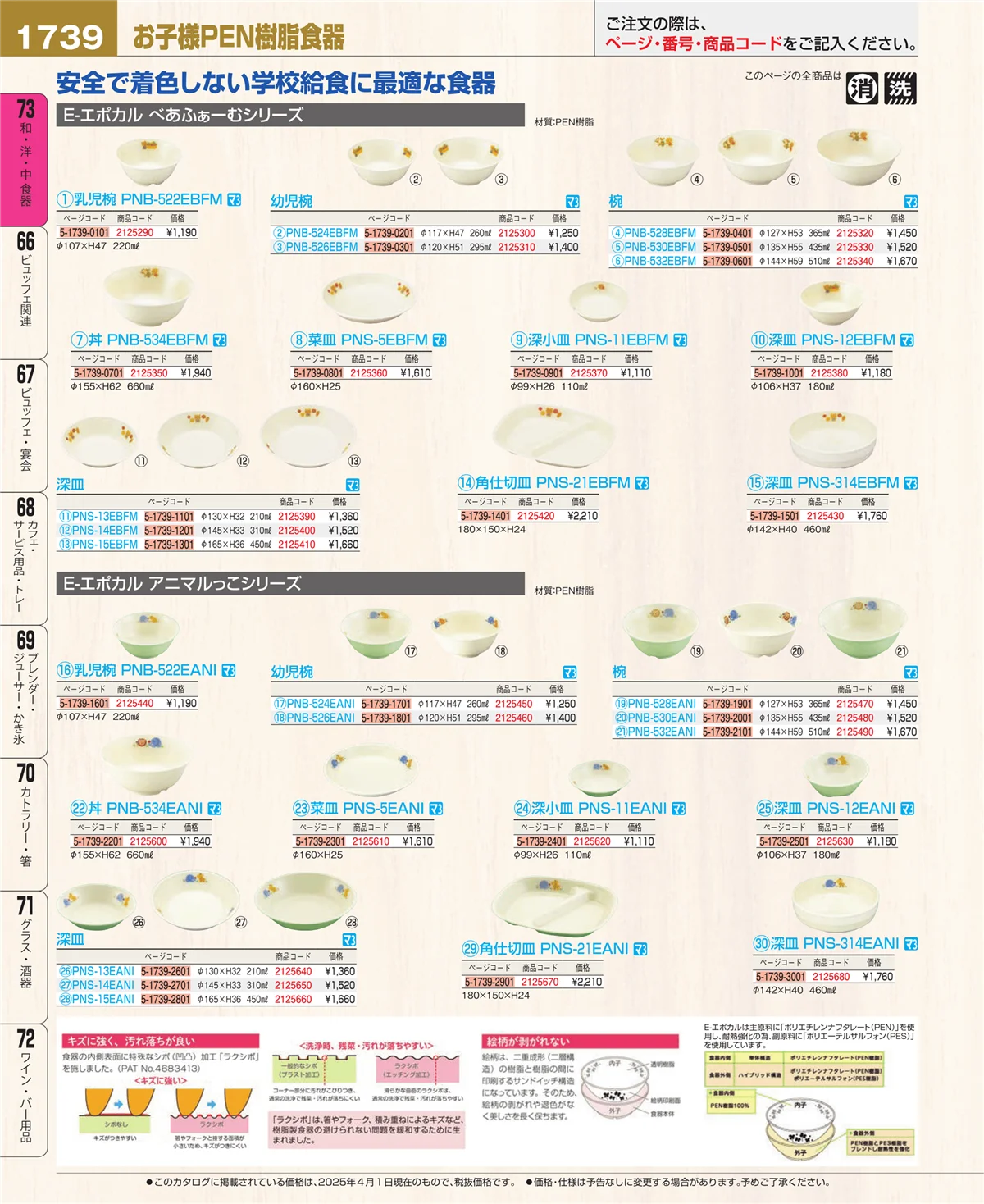 EBM業務用厨房用品カタログvol.25・ページ番号1739・和・洋・中 食器