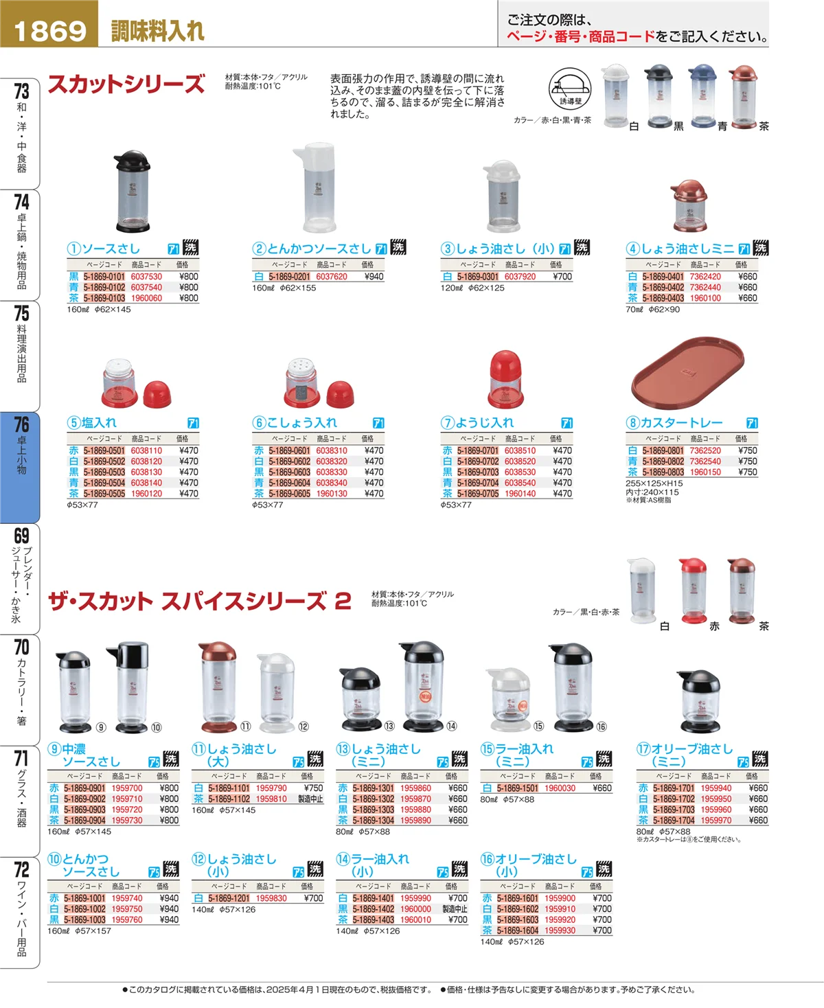 EBM業務用厨房用品カタログvol.25・ページ番号1869・卓上小物