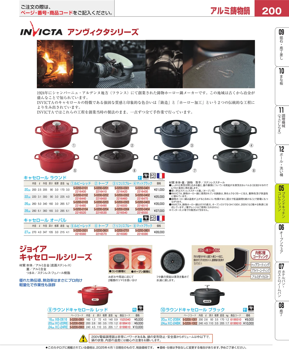 EBM業務用厨房用品カタログvol.25・ページ番号200・ブランドキッチンコレクション