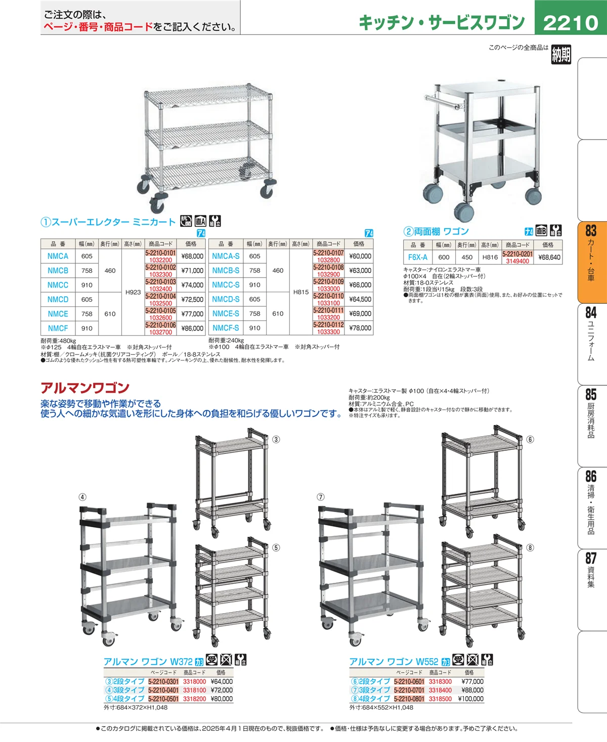 EBM業務用厨房用品カタログvol.25・ページ番号2210・カート・台車