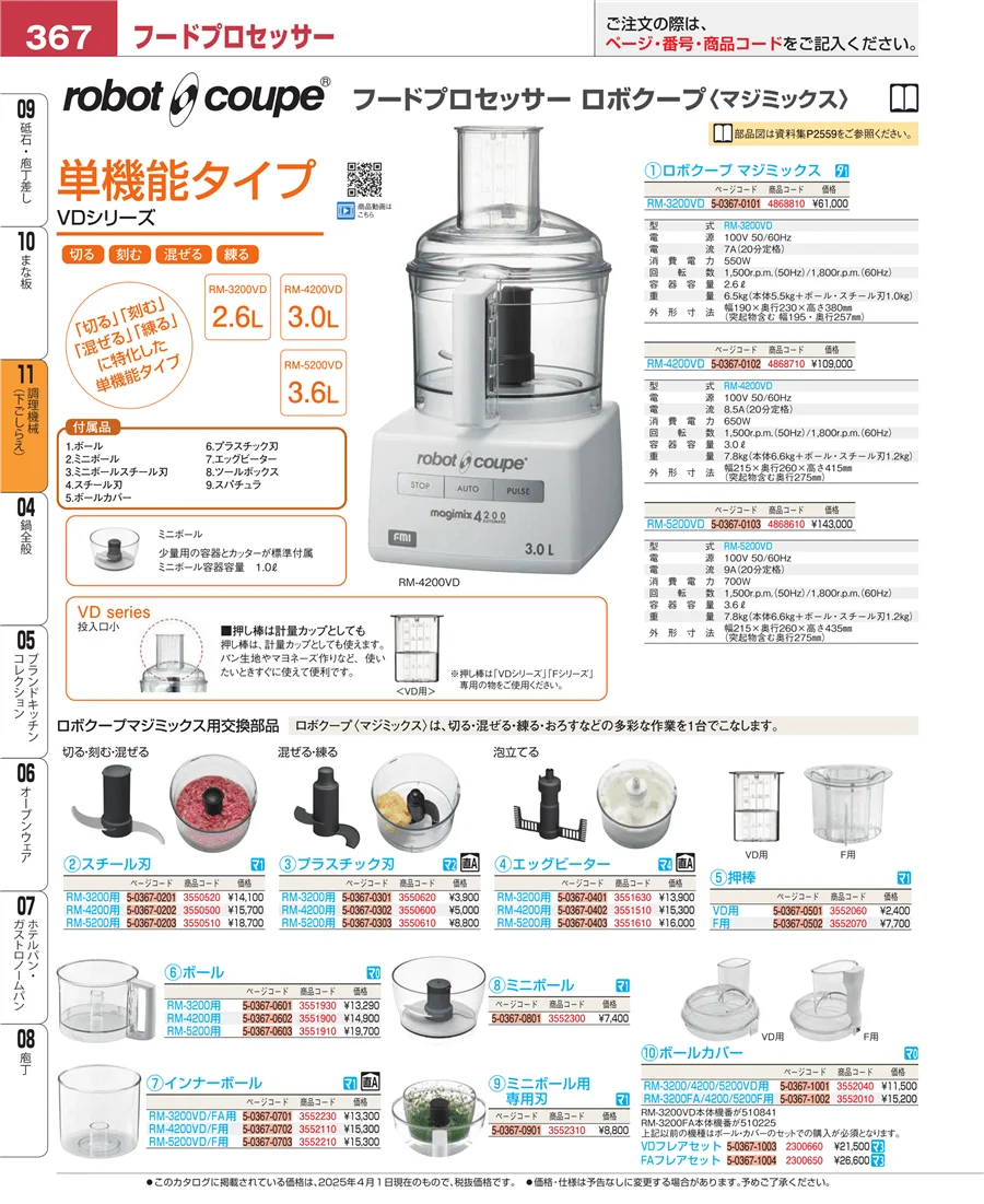 調理機械（下ごしらえ） ページ367