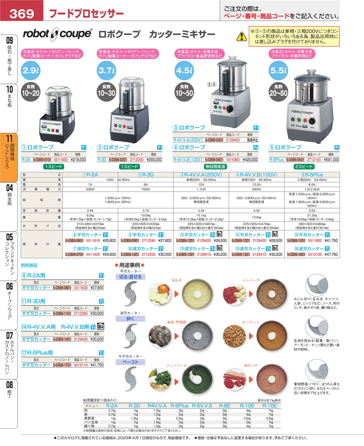 EBM業務用厨房用品カタログvol.25・ページ番号369・調理機械（下ごしらえ）