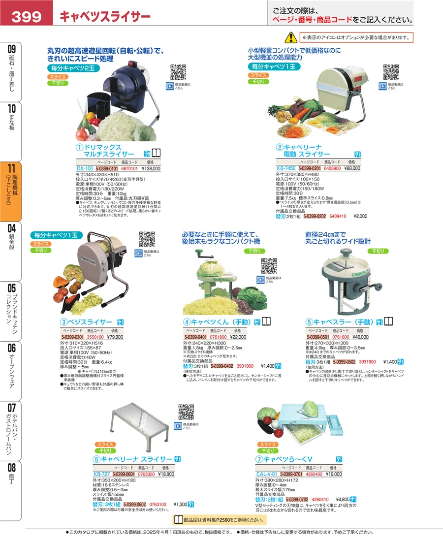 調理機械（下ごしらえ） ページ399