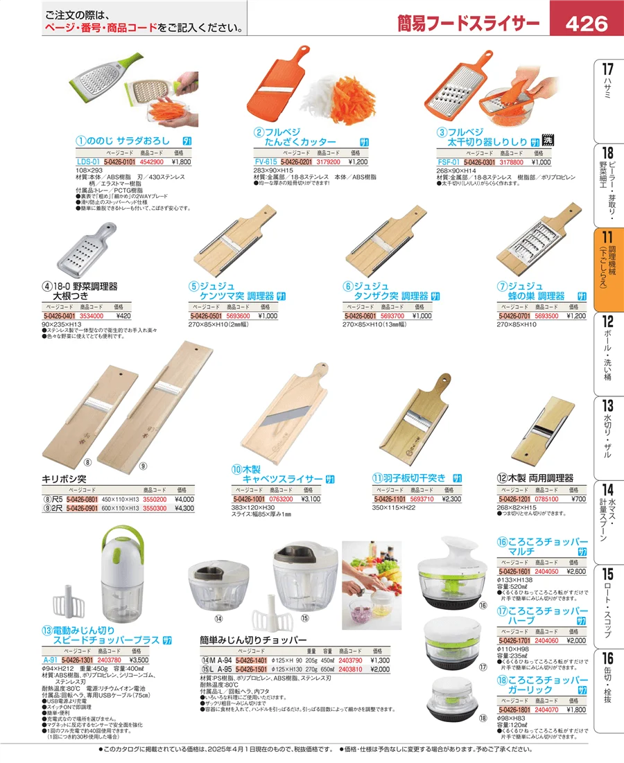 調理機械（下ごしらえ） ページ426