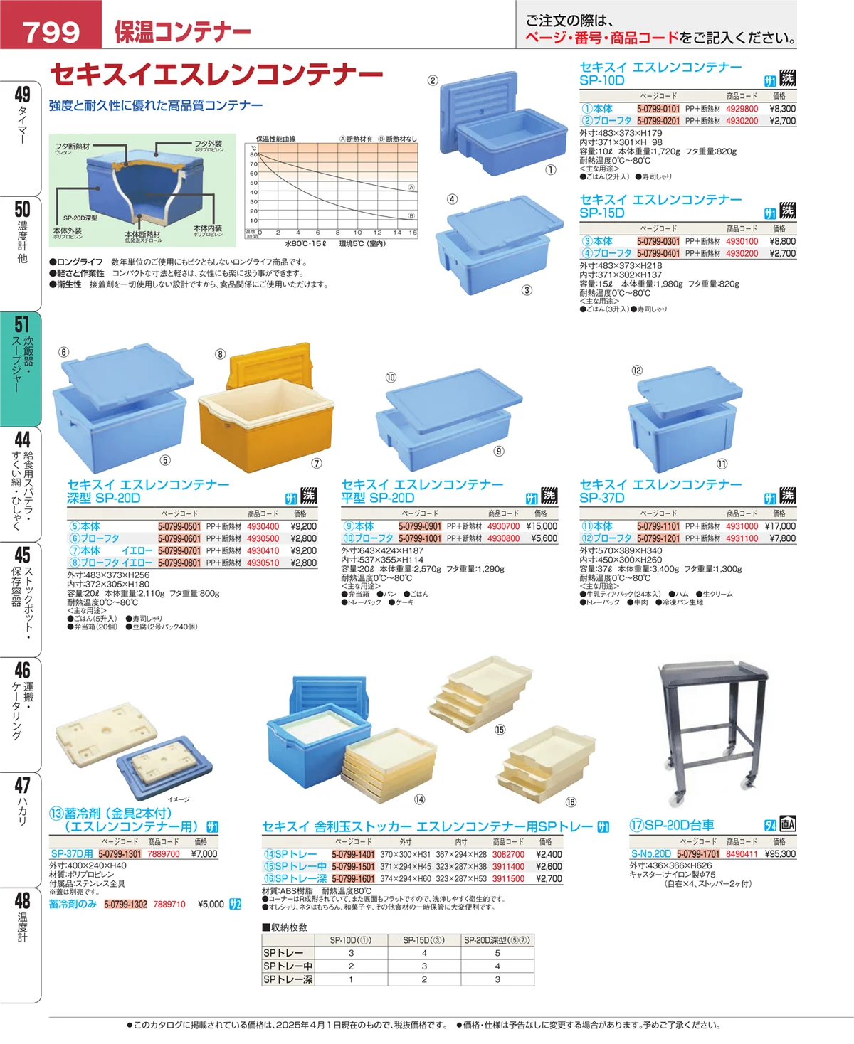 EBM業務用厨房用品カタログvol.25・ページ番号799・炊飯器・スープジャー