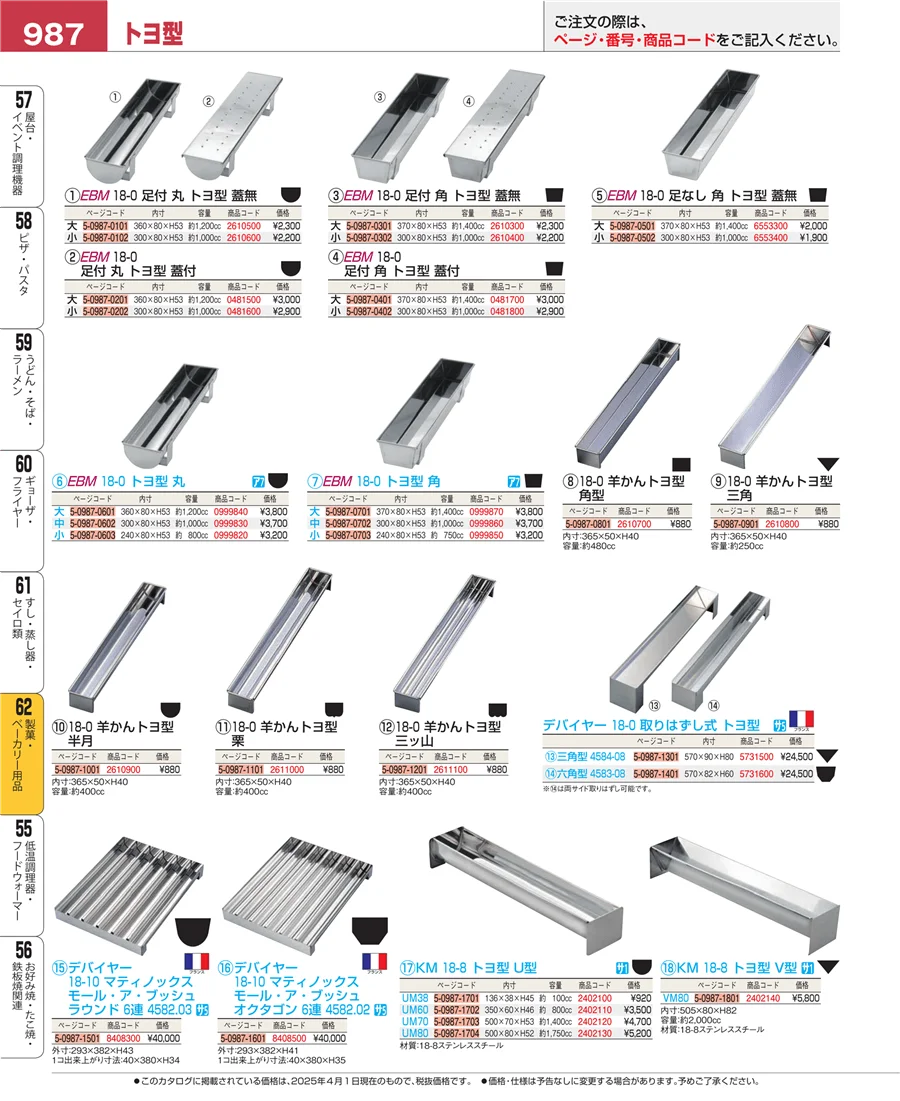 製菓・ベーカリー用品 ページ987