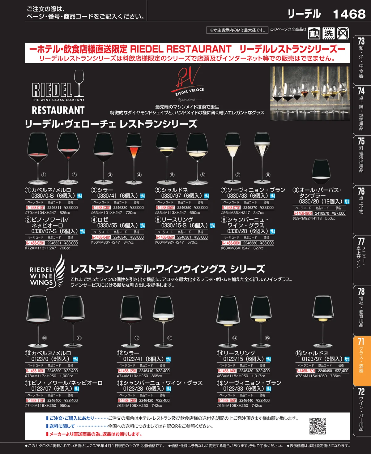 EBM業務用厨房用品カタログvol.26・ページ番号1468・グラス・酒器
