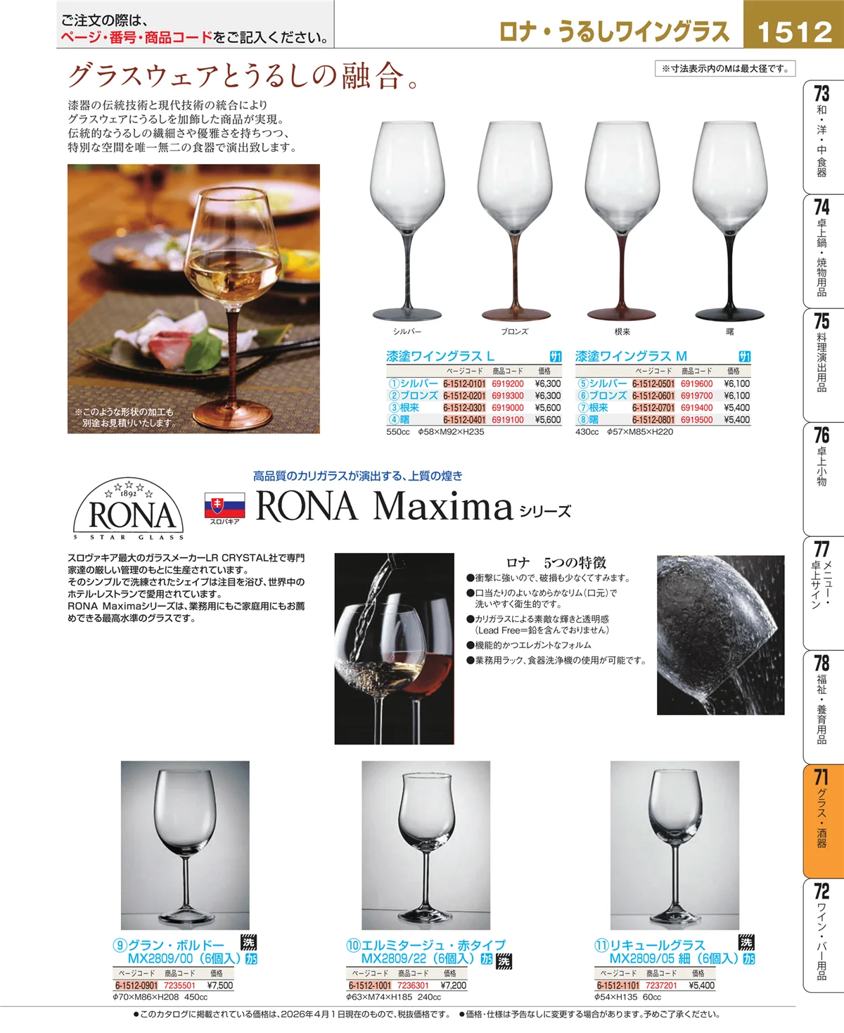 EBM業務用厨房用品カタログvol.26・ページ番号1512・グラス・酒器