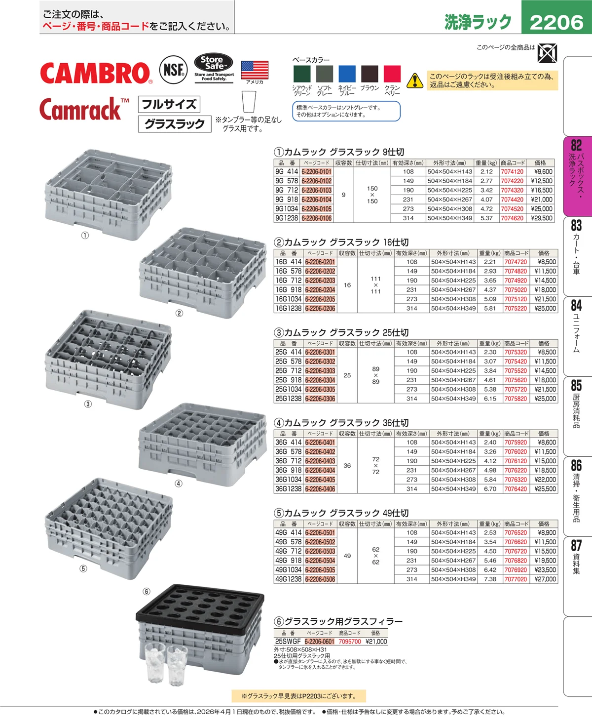 EBM業務用厨房用品カタログvol.26・ページ番号2206・バスボックス・洗浄ラック