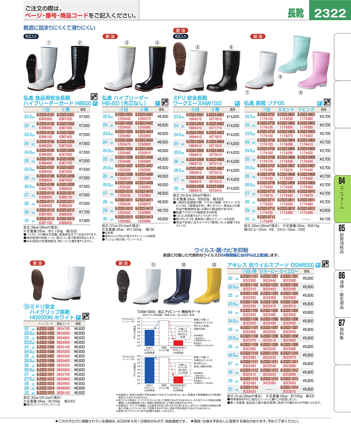 EBM業務用厨房用品カタログvol.26・ページ番号2322・ユニフォーム