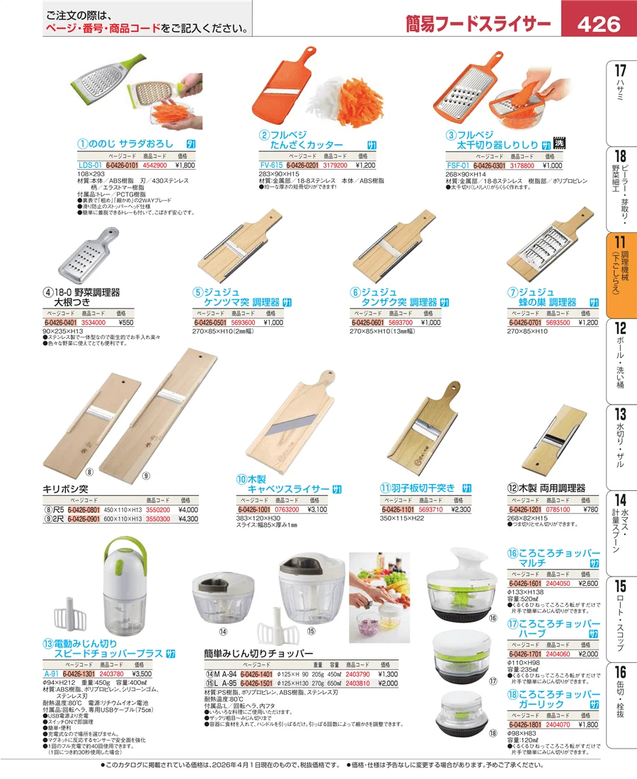 調理機械（下ごしらえ） ページ426