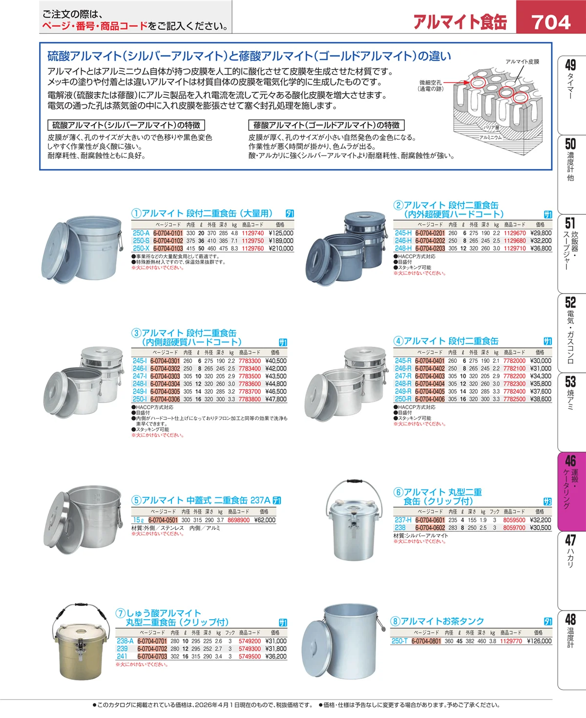 EBM業務用厨房用品カタログvol.26・ページ番号704・運搬・ケータリング