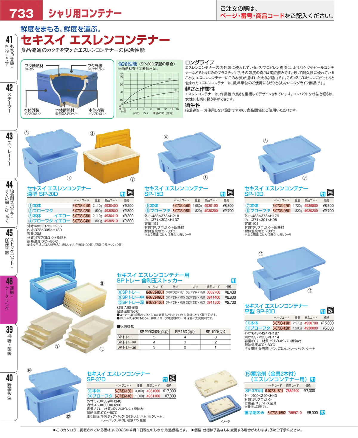 EBM業務用厨房用品カタログvol.26・ページ番号733・運搬・ケータリング