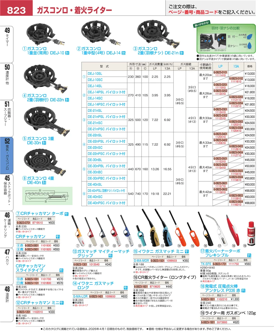 電気・ガスコンロ ページ823
