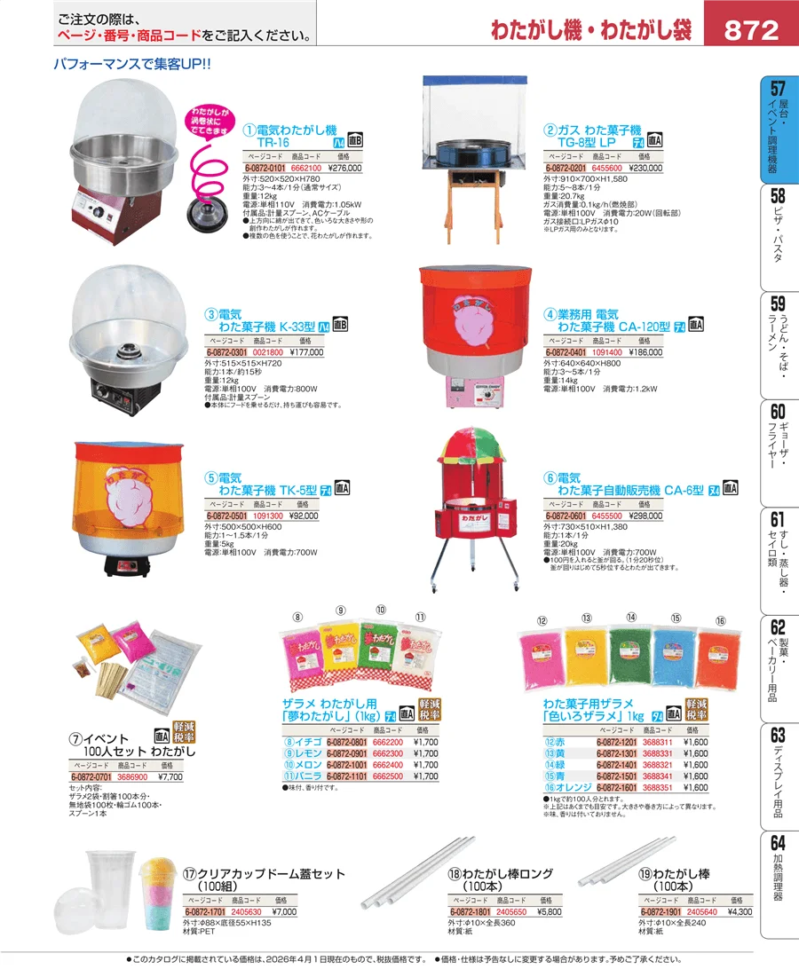 屋台・イベント調理機器 ページ872