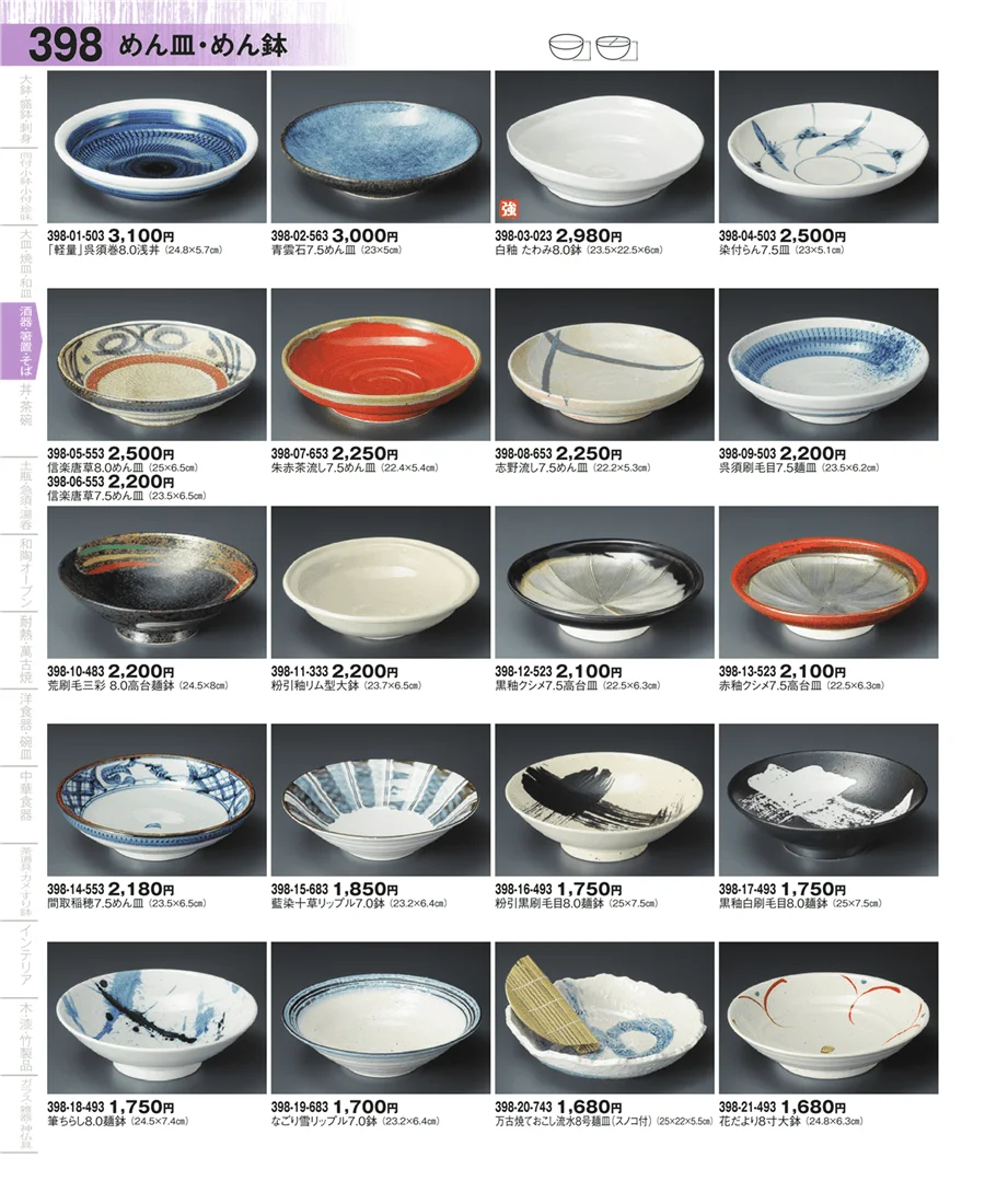 めん皿・めん鉢 ページ398