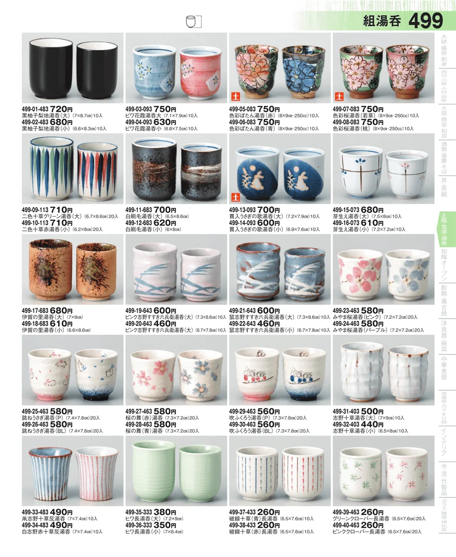蓋付寿司湯呑・長湯呑・組湯呑 ページ499