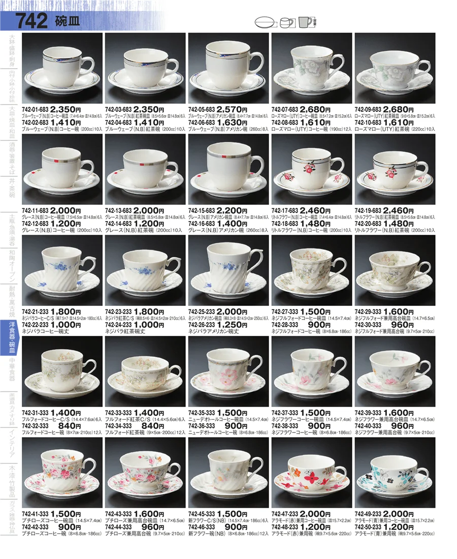 コーヒー・紅茶碗皿 ページ742
