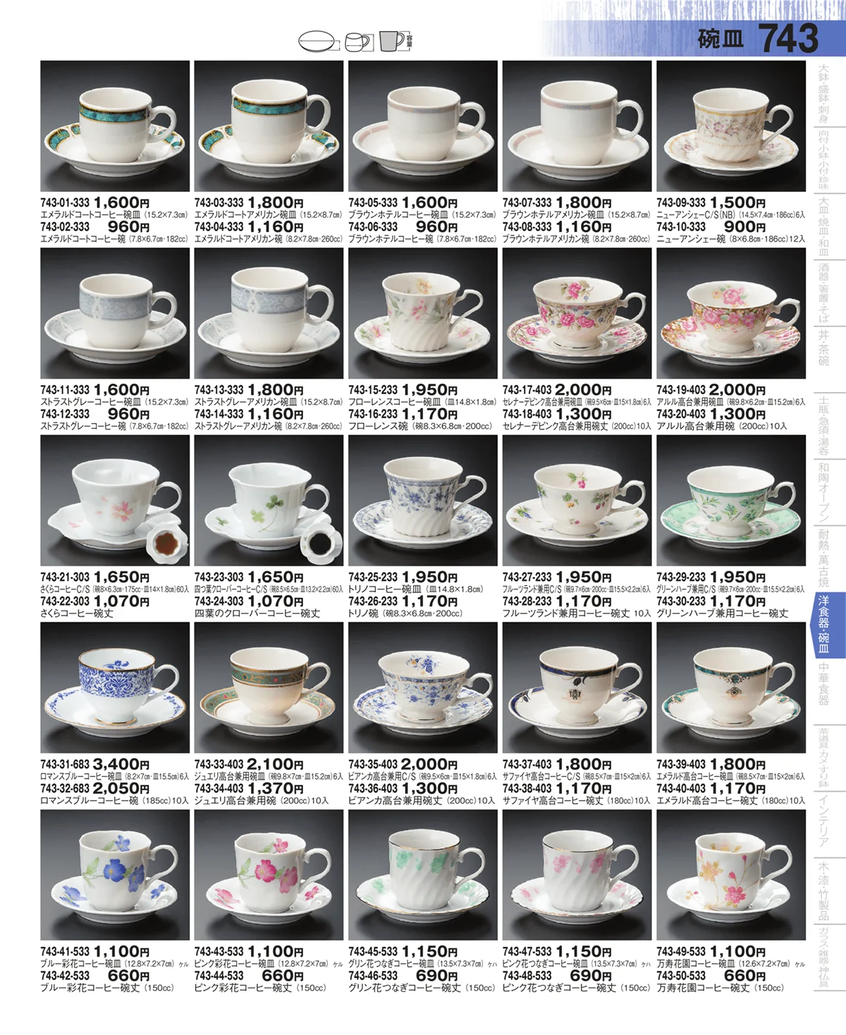 器望・ページ番号743・コーヒー・紅茶碗皿