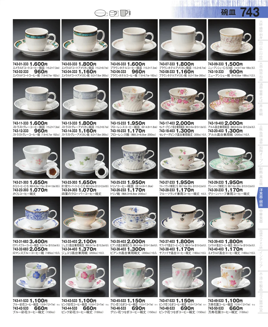 コーヒー・紅茶碗皿 ページ743
