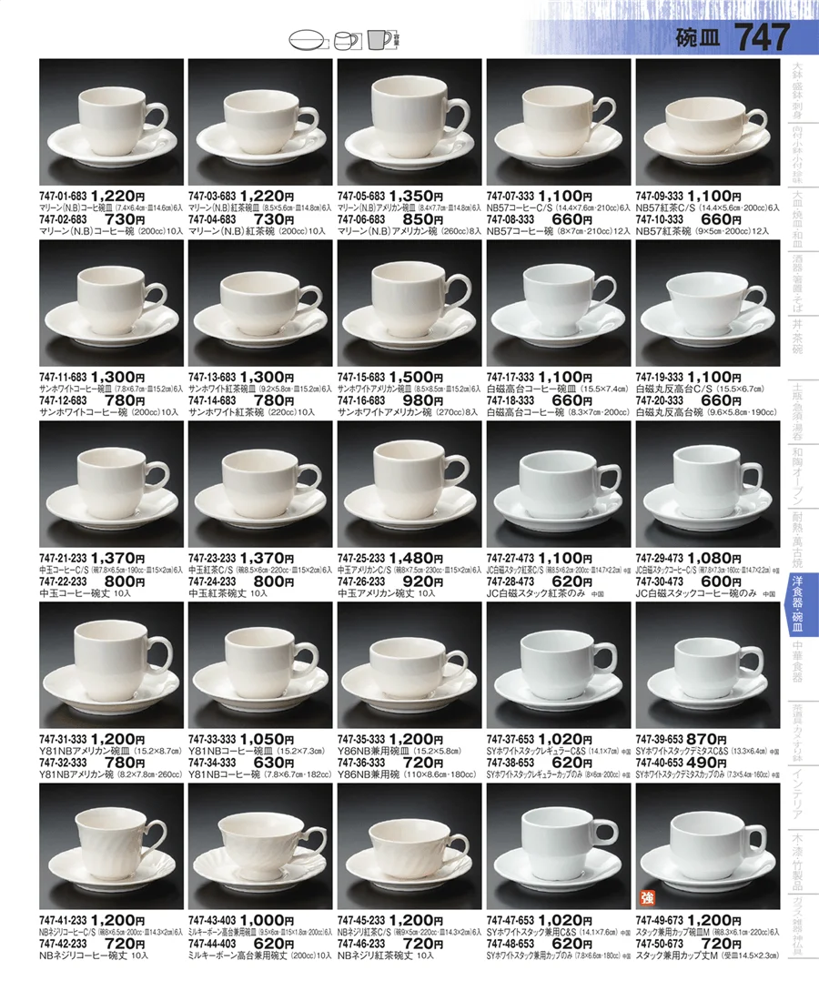 コーヒー・紅茶碗皿 ページ747