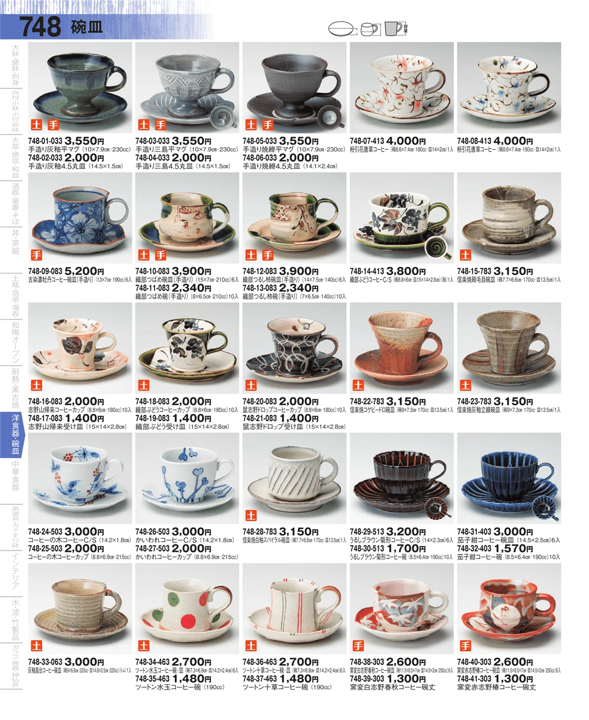 器望・ページ番号748・コーヒー・紅茶碗皿