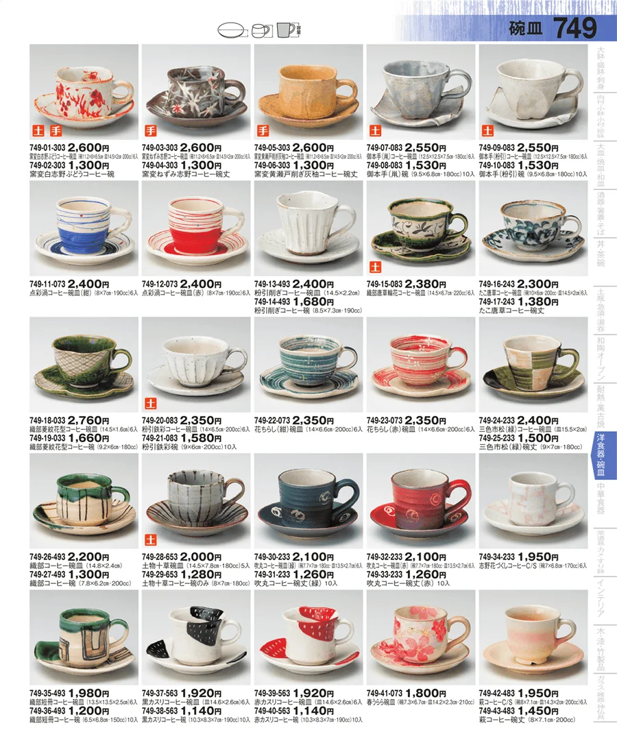 コーヒー・紅茶碗皿 ページ749