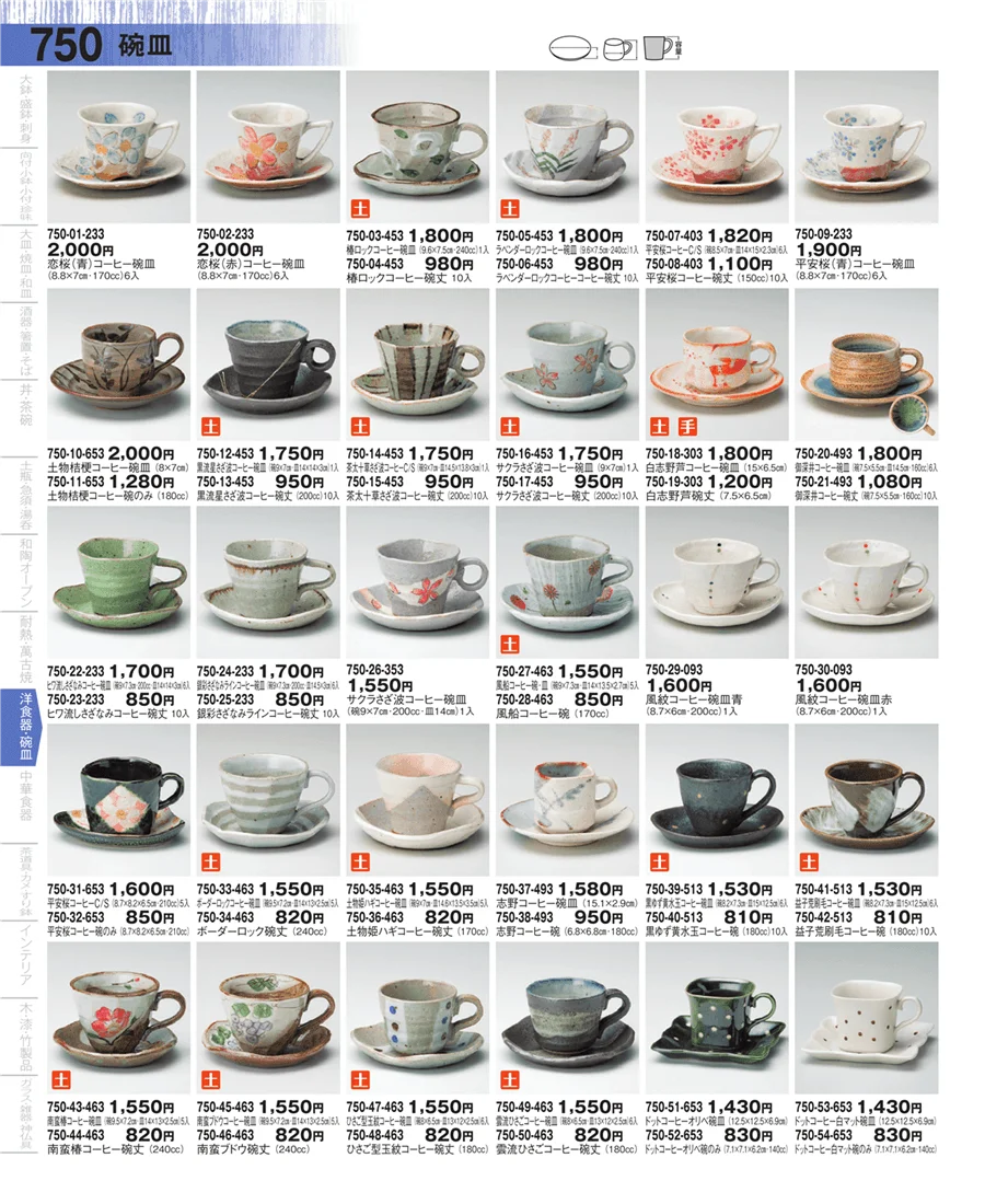 コーヒー・紅茶碗皿 ページ750